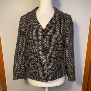 SANDRO Sportswear Black White Tweed Blazer Jacket Career Business Women's Size S
